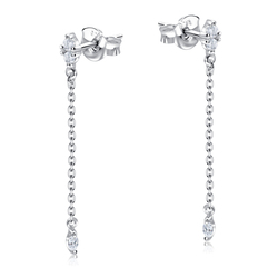 Beautiful Designed CZ Stone With Chain Drop Earring Stud STS-5542